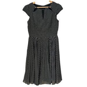 Adrianna Papell Petites Black Polka Dot Fit & Flare Dress Size 2
